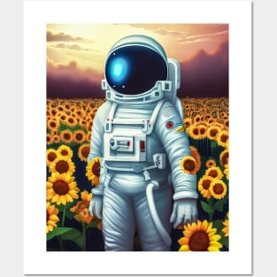 Astronaut sunflower planet travel Posters and Art